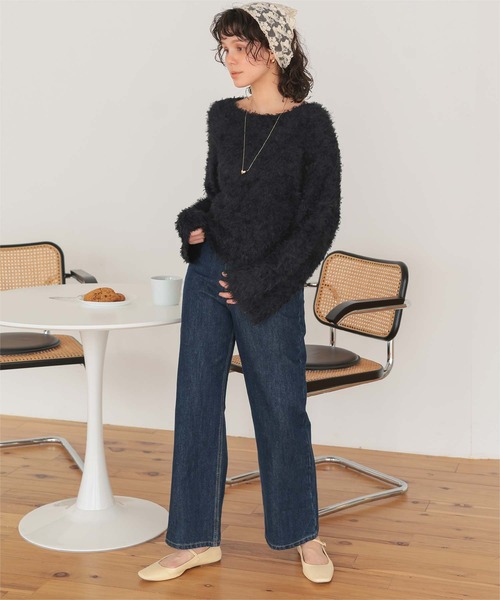 セール】リボンヤーンクロップド丈ニット（ニット/セーター