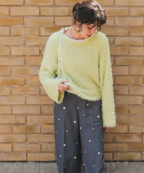 titivate(ティティベイト)の「リボンヤーンクロップド丈ニット(ニット/セーター・レディース・イエロー系その他/アイボリー/ブラック/ブルー・M/S)」の7枚目の写真