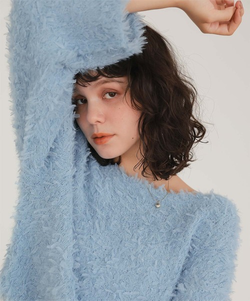 セール】リボンヤーンクロップド丈ニット（ニット/セーター