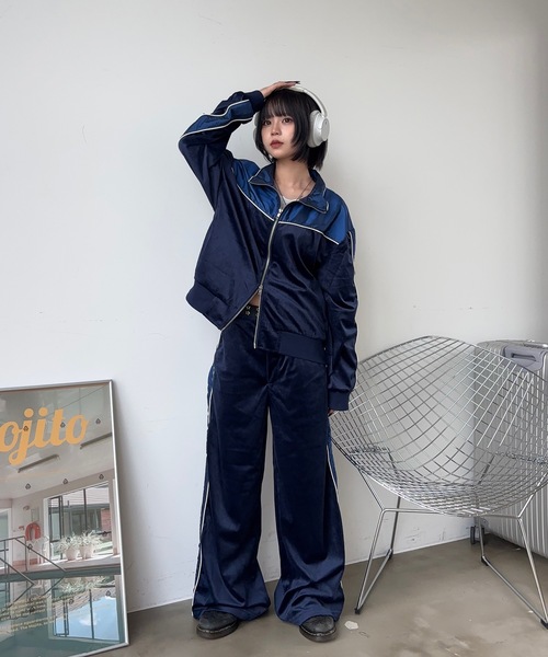 セール】ベロアナイロントラックパンツ/セットアップ着用可能（その他