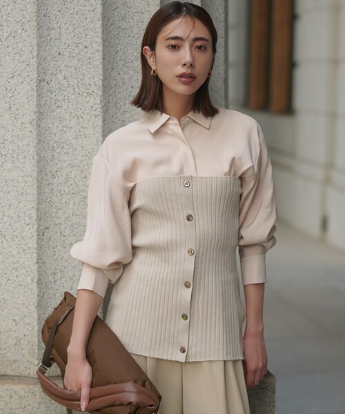 組曲（クミキョク）の「バウンディングシャーティングカシュクール ブラウス（シャツ/ブラウス・レディース・グレー系/ブラック系/アイボリー系・3/2）」の3枚目の写真