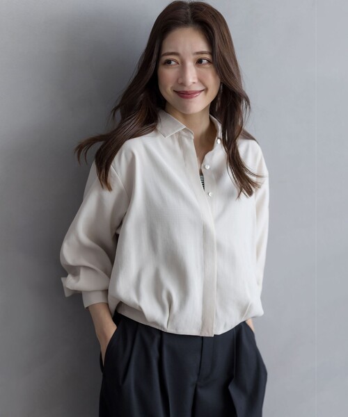 組曲（クミキョク）の「バウンディングシャーティングカシュクール ブラウス（シャツ/ブラウス・レディース・グレー系/ブラック系/アイボリー系・3/2）」の20枚目の写真