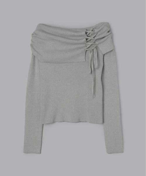 Olu.（オルドット）の「オフショルダーリボンラメニット（ニット/セーター・レディース・グレー/ピンクベージュ/ブラウン・FREE）」の22枚目の写真