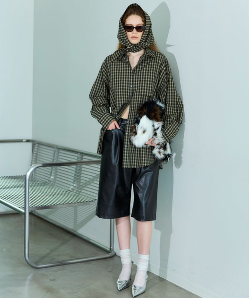 Oversized Shirt With Babushka/バブーシュカ付きオーバーサイズシャツ