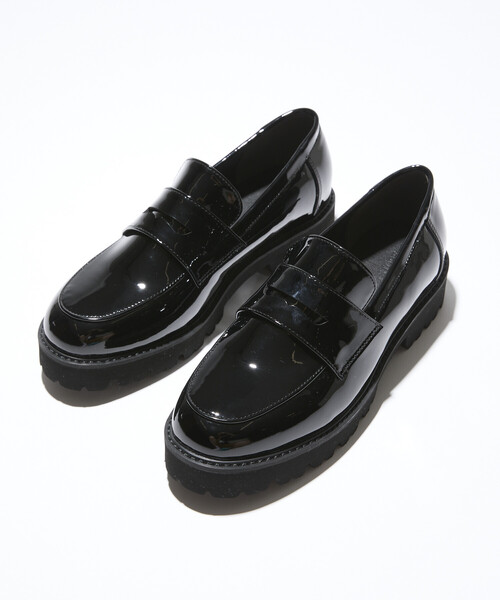 晴雨兼用 チャンキーローファー/厚底ローファー/エナメルローファー