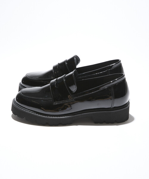 スイーパー ブラック エナメルローファー 厚底27cm Feeling of Yui フィーリングオブユイ ビットローファー レディース