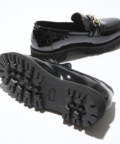 スイーパー ブラック エナメルローファー 厚底27cm Feeling of Yui フィーリングオブユイ ビットローファー レディース