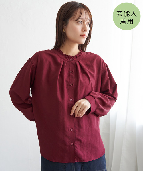 ikka（イッカ）の「襟フリル2WAYブラウス（シャツ/ブラウス・レディース・ワイン/オフホワイト/チャコールグレー/ダークグリーン/その他1・M/L/S）」の4枚目の写真