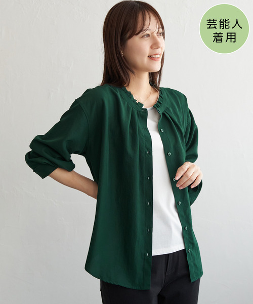 ikka（イッカ）の「襟フリル2WAYブラウス（シャツ/ブラウス・レディース・ワイン/オフホワイト/チャコールグレー/ダークグリーン/その他1・M/L/S）」の3枚目の写真