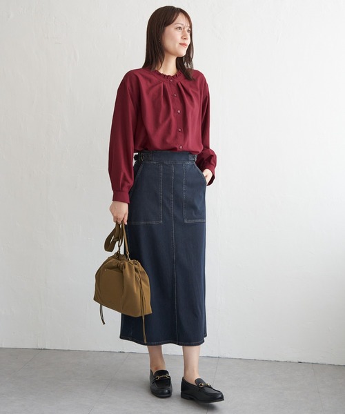 ikka（イッカ）の「襟フリル2WAYブラウス（シャツ/ブラウス・レディース・ワイン/オフホワイト/チャコールグレー/ダークグリーン/その他1・M/L/S）」の20枚目の写真