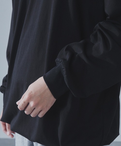 SLICK（スリック）の「【SLICK/スリック】30/2 Compact Yarn Drawstring T-Shirt/コンパクトヤーンドローストリングTシャツ/オーバーサイズ シルエット（Tシャツ/カットソー・メンズ・グレイッシュベージュ/ブラック/ブラウン/ホワイト/ダークブラウン/ラベンダー・1/3/2）」の9枚目の写真