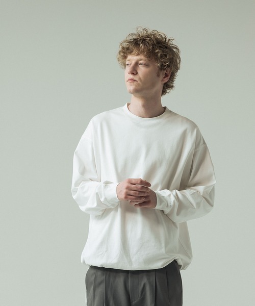 SLICK（スリック）の「【SLICK/スリック】30/2 Compact Yarn Drawstring T-Shirt/コンパクトヤーンドローストリングTシャツ/オーバーサイズ シルエット（Tシャツ/カットソー・メンズ・グレイッシュベージュ/ブラック/ブラウン/ホワイト/ダークブラウン/ラベンダー・1/3/2）」の19枚目の写真