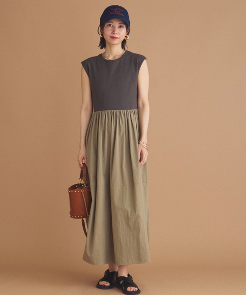 Doux archives（ドゥアルシーヴ）の「リブタフタコンビワンピース（ワンピース・レディース・ブラック/モカ/ブラウン・38）」の20枚目の写真