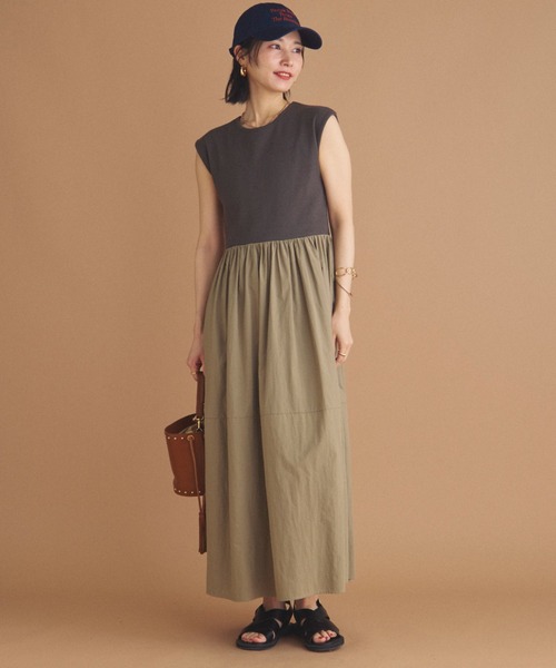 Doux archives（ドゥアルシーヴ）の「リブタフタコンビワンピース（ワンピース・レディース・ブラック/モカ/ブラウン・38）」の21枚目の写真