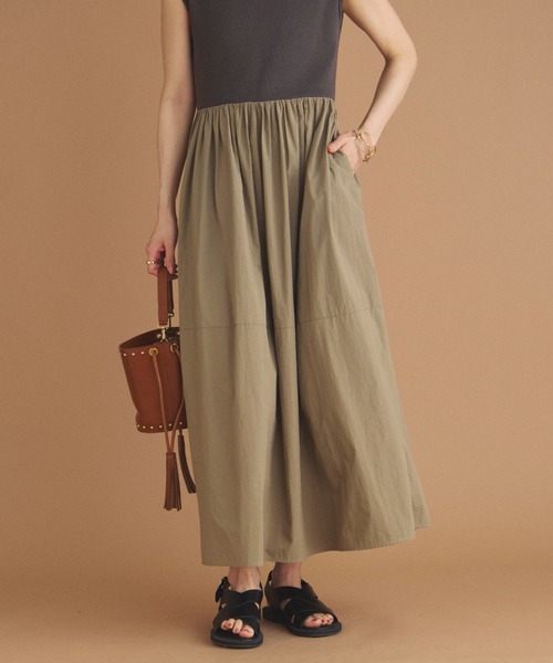 Doux archives（ドゥアルシーヴ）の「リブタフタコンビワンピース（ワンピース・レディース・ブラック/モカ/ブラウン・38）」の4枚目の写真