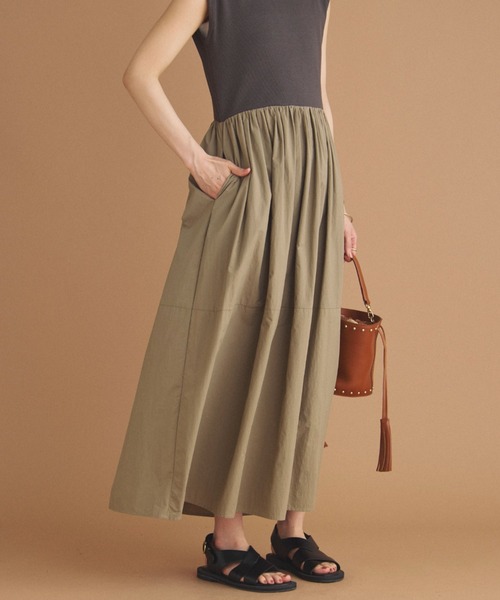 Doux archives（ドゥアルシーヴ）の「リブタフタコンビワンピース（ワンピース・レディース・ブラック/モカ/ブラウン・38）」の7枚目の写真