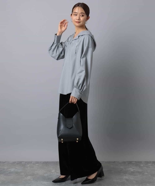 MK MICHEL KLEIN（エムケーミッシェルクラン）の「スノーベロア ワイドパンツ/洗える（その他パンツ・レディース・ライトブラウン/ブラック・38）」の6枚目の写真