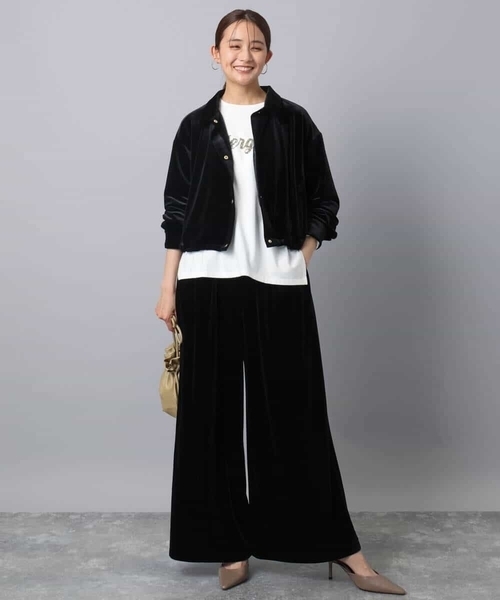 MK MICHEL KLEIN（エムケーミッシェルクラン）の「スノーベロア ワイドパンツ/洗える（その他パンツ・レディース・ライトブラウン/ブラック・38）」の5枚目の写真