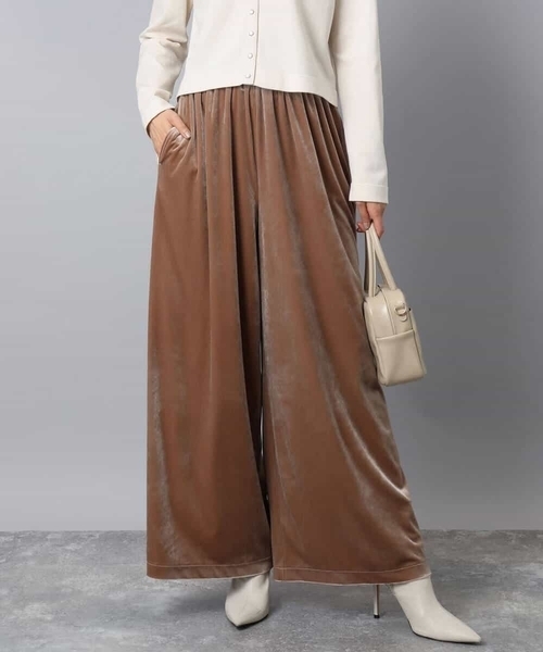 MK MICHEL KLEIN（エムケーミッシェルクラン）の「スノーベロア ワイドパンツ/洗える（その他パンツ・レディース・ライトブラウン/ブラック・38）」の8枚目の写真