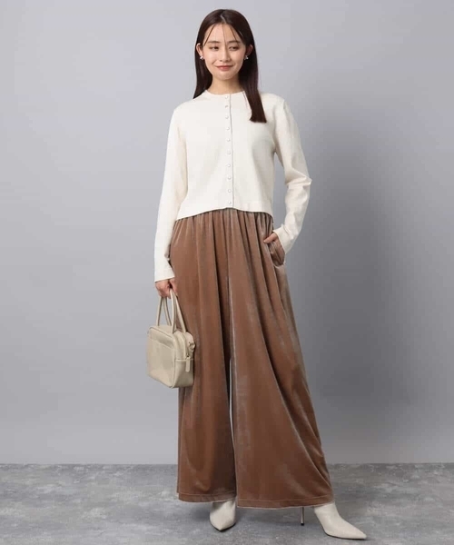 MK MICHEL KLEIN（エムケーミッシェルクラン）の「スノーベロア ワイドパンツ/洗える（その他パンツ・レディース・ライトブラウン/ブラック・38）」の7枚目の写真