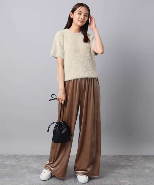 MK MICHEL KLEIN（エムケーミッシェルクラン）の「スノーベロア ワイドパンツ/洗える（その他パンツ・レディース・ライトブラウン/ブラック・38）」の10枚目の写真