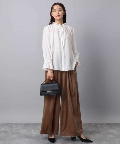 MK MICHEL KLEIN（エムケーミッシェルクラン）の「スノーベロア ワイドパンツ/洗える（その他パンツ・レディース・ライトブラウン/ブラック・38）」の12枚目の写真