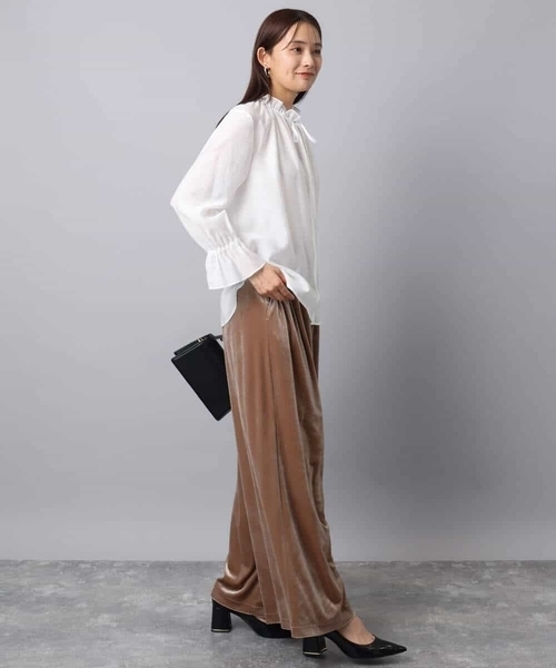 MK MICHEL KLEIN（エムケーミッシェルクラン）の「スノーベロア ワイドパンツ/洗える（その他パンツ・レディース・ライトブラウン/ブラック・38）」の11枚目の写真