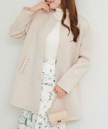 La boutique BonBon｜ラブティックボンボンのノーカラーコート（無地