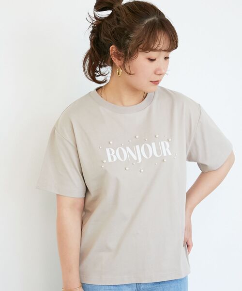 le.coeur blanc(ルクールブラン)の「パールロゴTシャツ(Tシャツ/カットソー・レディース・オフホワイト/グレイッシュベージュ・38)」の16枚目の写真
