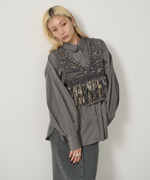 AIC.（エーアイシー）の「【再入荷】ミックスニットループフリンジベスト（ベスト・レディース・ブラウン/オフホワイト/チャコールグレー・FREE）」の19枚目の写真