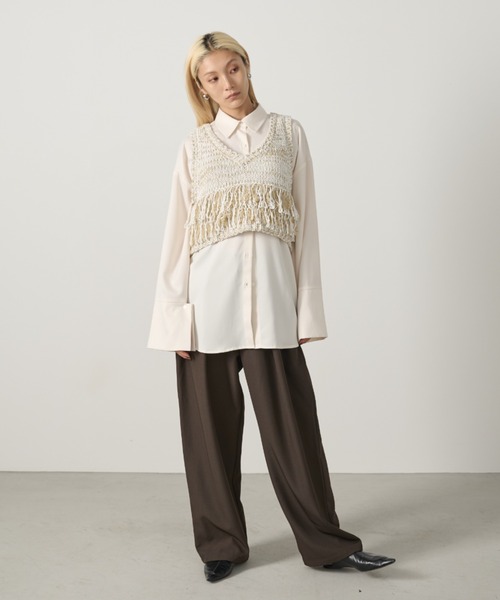 AIC.（エーアイシー）の「【再入荷】ミックスニットループフリンジベスト（ベスト・レディース・ブラウン/オフホワイト/チャコールグレー・FREE）」の14枚目の写真