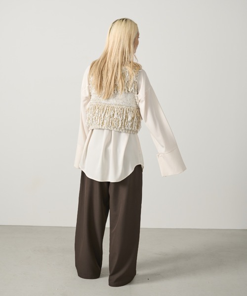 AIC.（エーアイシー）の「【再入荷】ミックスニットループフリンジベスト（ベスト・レディース・ブラウン/オフホワイト/チャコールグレー・FREE）」の18枚目の写真