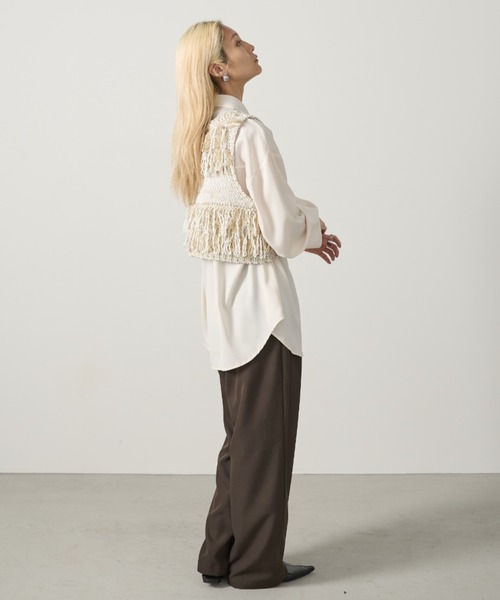 AIC.（エーアイシー）の「【再入荷】ミックスニットループフリンジベスト（ベスト・レディース・ブラウン/オフホワイト/チャコールグレー・FREE）」の17枚目の写真