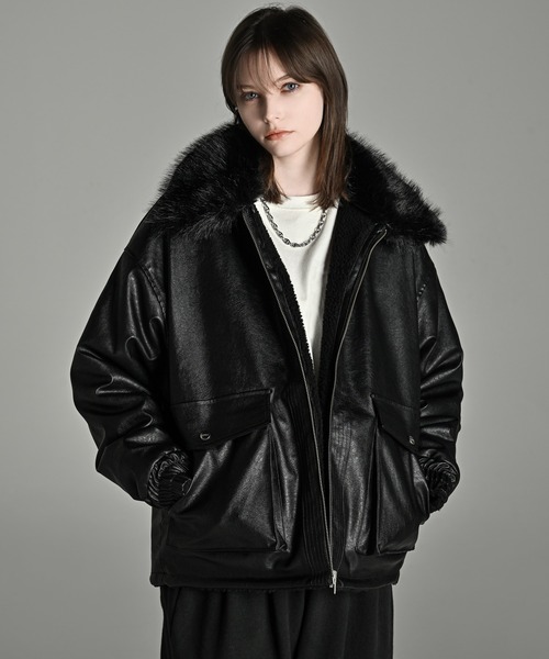 【ADRER】　ザB-3リバーシブルファーブルゾン　ブラック　Lサイズ The B-3 Reversible Fur Blouson / ザB-3リバーシブルファーブルゾン