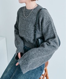 長袖 クルーネック ショート丈 ニット