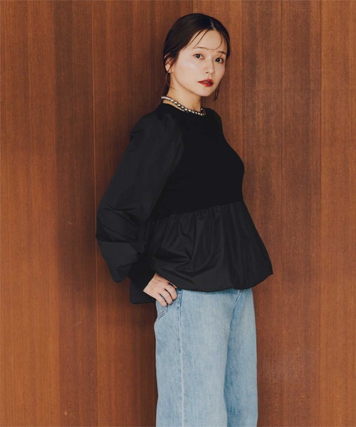 titivate(ティティベイト)の「ドッキングバルーンペプラムニット/トップス(ニット/セーター・レディース・ベージュ/ブラック/グレー・L/M)」の13枚目の写真