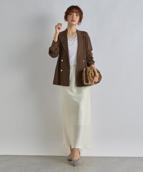 リブドロア　　RIVE DROITE キュプラ混バイアススカート　ブラウン 上品な揺れ感】キュプラ混バイアススカート（スカート）｜RIVE DROITE