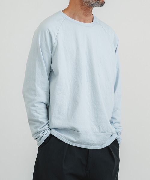 quadro(クオドロ)の「エメラルド接結ニットラグランクルー(Tシャツ/カットソー・メンズ・オフホワイト/オリーブ/モスグリーン/ダークネイビー/ブルーグレー/ベージュ・MEDIUM/LARGE)」の3枚目の写真