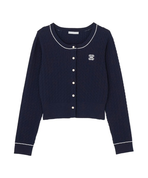フレイアイディー シルクブレンドミニケーブルカーディガン　ネイビー FRAY I.D（フレイ アイディー） シルクブレンドミニケーブル