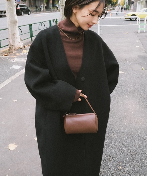 セール】ノーカラーリバーロングコクーンコート（ノーカラーコート