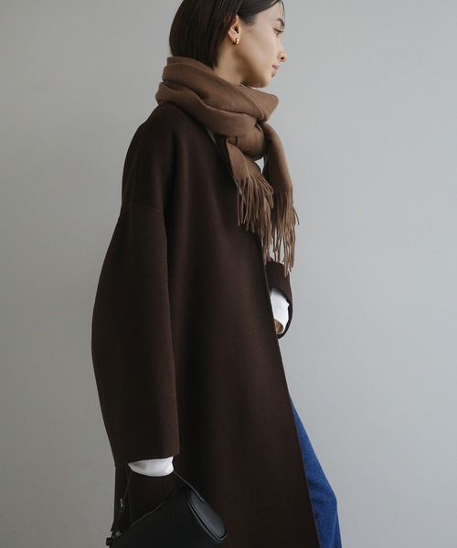 セール】ノーカラーリバーロングコクーンコート（ノーカラーコート