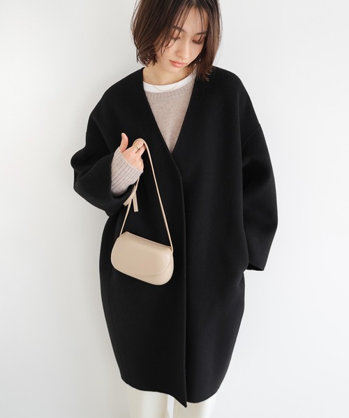 セール】ノーカラーリバーロングコクーンコート（ノーカラーコート