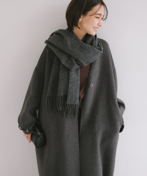 セール】ノーカラーリバーロングコクーンコート（ノーカラーコート