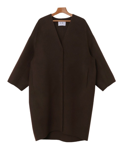 セール】ノーカラーリバーロングコクーンコート（ノーカラーコート