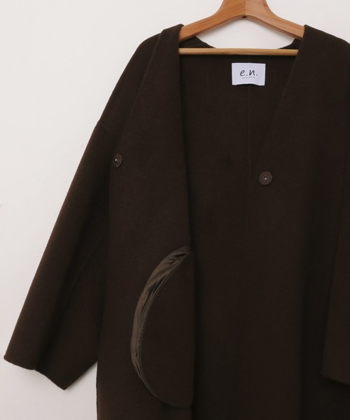 セール】ノーカラーリバーロングコクーンコート（ノーカラーコート