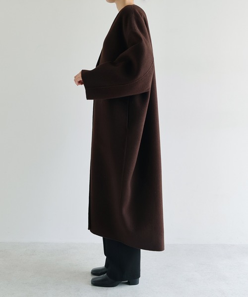 セール】ノーカラーリバーロングコクーンコート（ノーカラーコート