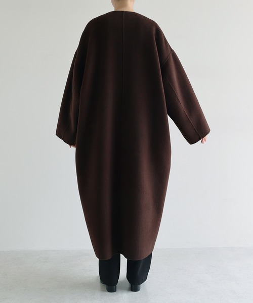 セール】ノーカラーリバーロングコクーンコート（ノーカラーコート