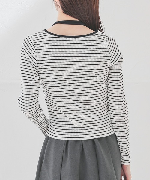 Honeys(ハニーズ)の「ホルター付トップス(Tシャツ/カットソー・レディース・ホワイト×ブラック/アイボリー/ブラック/レッド・M/L/S)」の18枚目の写真