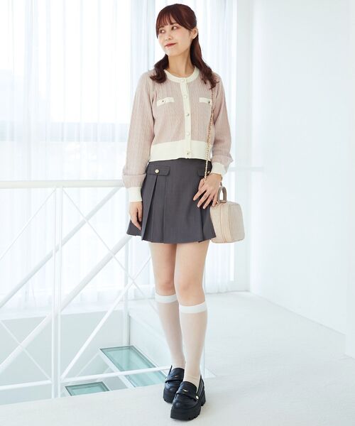 MAJESTIC LEGON（マジェスティックレゴン）の「バイカラーケーブルニットカーデ（カーディガン/ボレロ・レディース・ブラック/グレー/ピンク/アイボリー・MEDIUM）」の9枚目の写真