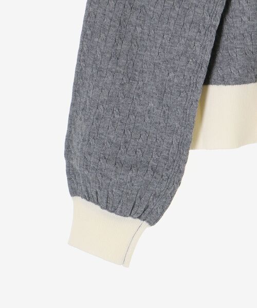 MAJESTIC LEGON（マジェスティックレゴン）の「バイカラーケーブルニットカーデ（カーディガン/ボレロ・レディース・ブラック/グレー/ピンク/アイボリー・MEDIUM）」の11枚目の写真